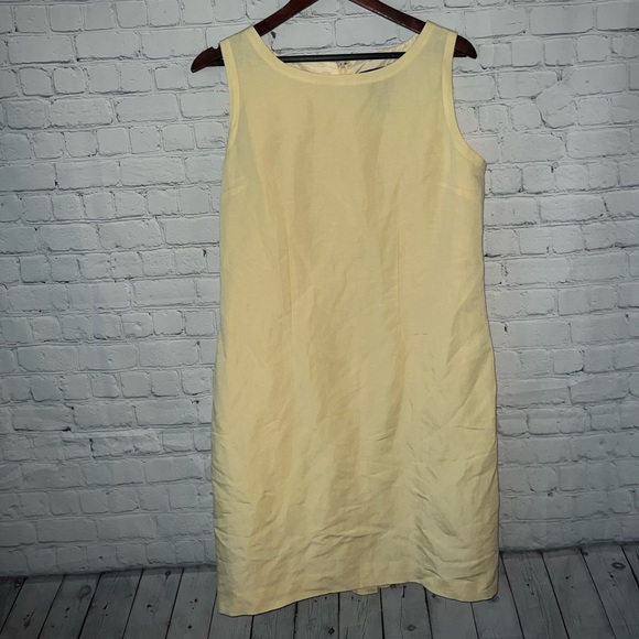Laura Scott light yellow sleeveless linen / rayon dress size 14 - Picture 4 of 11